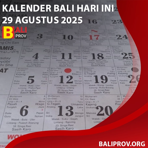 Kalender Bali Hari Ini 29 Agustus 2025: Sukra Pon Dukut