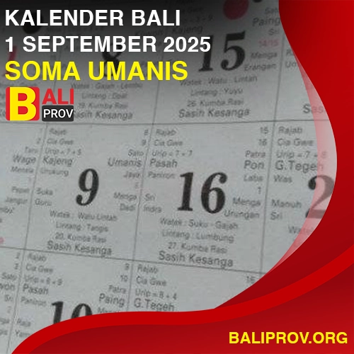 Kalender Bali 1 September 2025: Soma Umanis