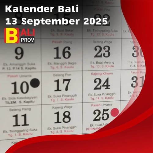 Kalender Bali 13 September 2025: Saniscara Pon Sinta 