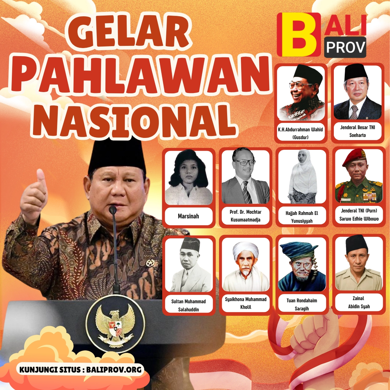 Prabwo Anugrahkan Gelar Pahlawan Nasional
